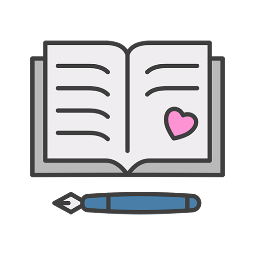 graphic of and open book with a pen